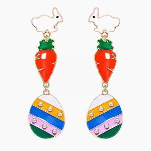 Rabbit, Carrot, Easter Egg Dangle Earrings OS New